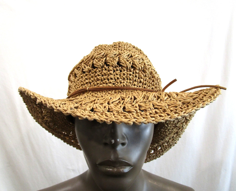 Peter Grimm Brown Toyo Rafia Straw 3" Brim Packable Sun Hat Women OS